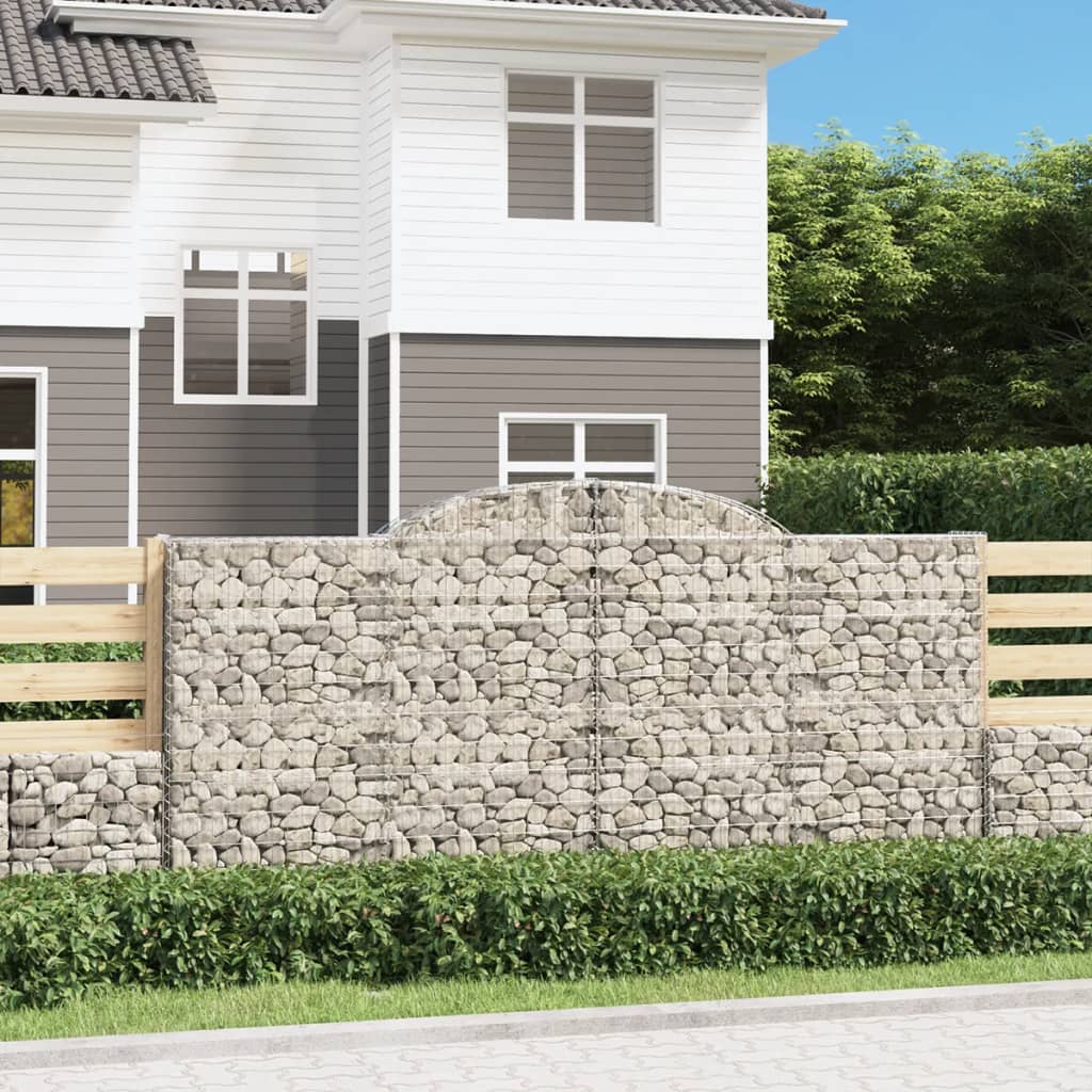 vidaXL Arched Gabion Basket 300x30x140/160 cm Galvanised Iron