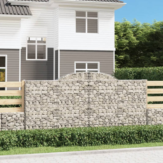 vidaXL Arched Gabion Basket 300x30x140/160 cm Galvanised Iron
