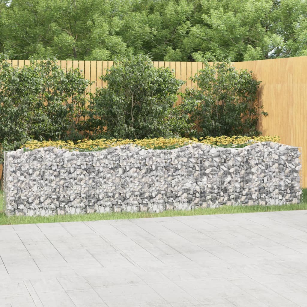 vidaXL Arched Gabion Raised Bed 400x50x100 cm Galvanised Iron