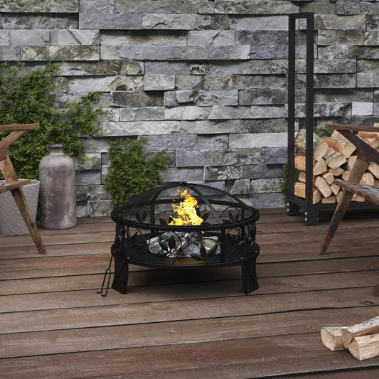 vidaXL Fire Pit with Poker 50 cm XXL Steel