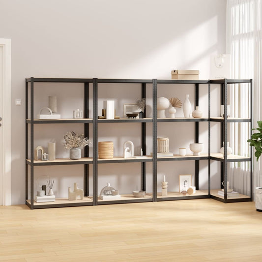 vidaXL 4-Layer Shelves 4 pcs Anthracite Steel&Engineered Wood