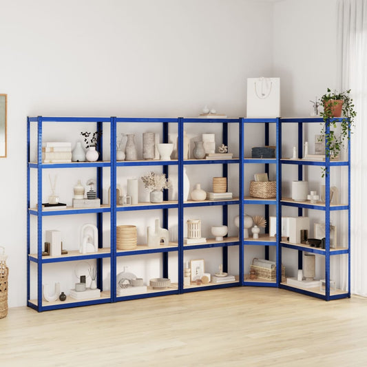 vidaXL 5-Layer Shelves 5 pcs Blue Steel&Engineered Wood