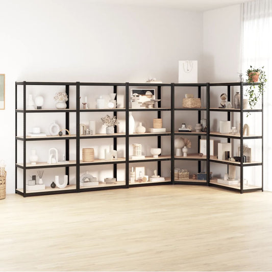 vidaXL 5-Layer Shelves 5 pcs Anthracite Steel&Engineered Wood