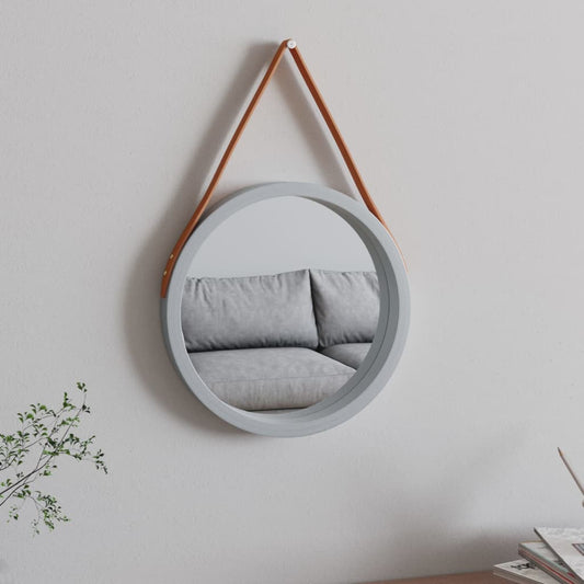 vidaXL Wall Mirror with Strap Silver íÖ 35 cm