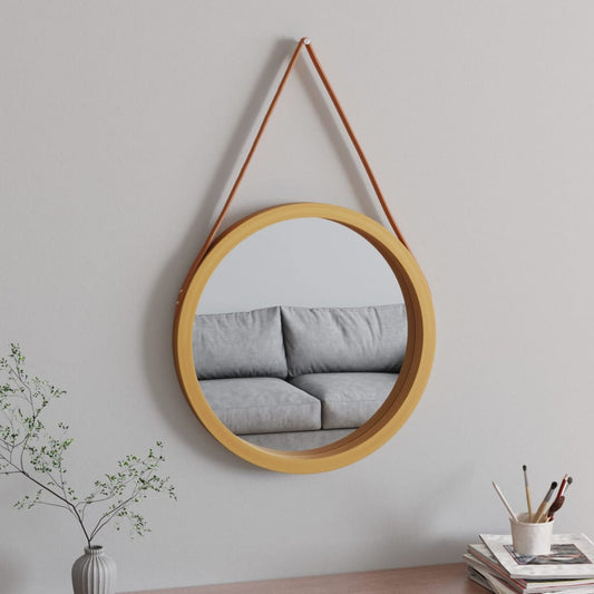 vidaXL Wall Mirror with Strap Gold íÖ 55 cm