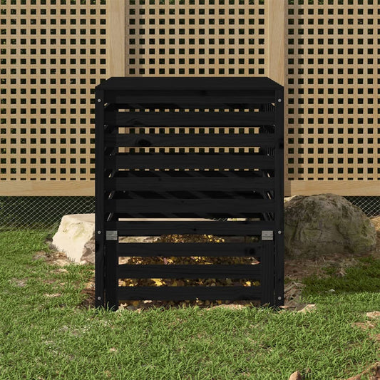 vidaXL Composter Black 82.5x82.5x99.5 cm Solid Wood Pine