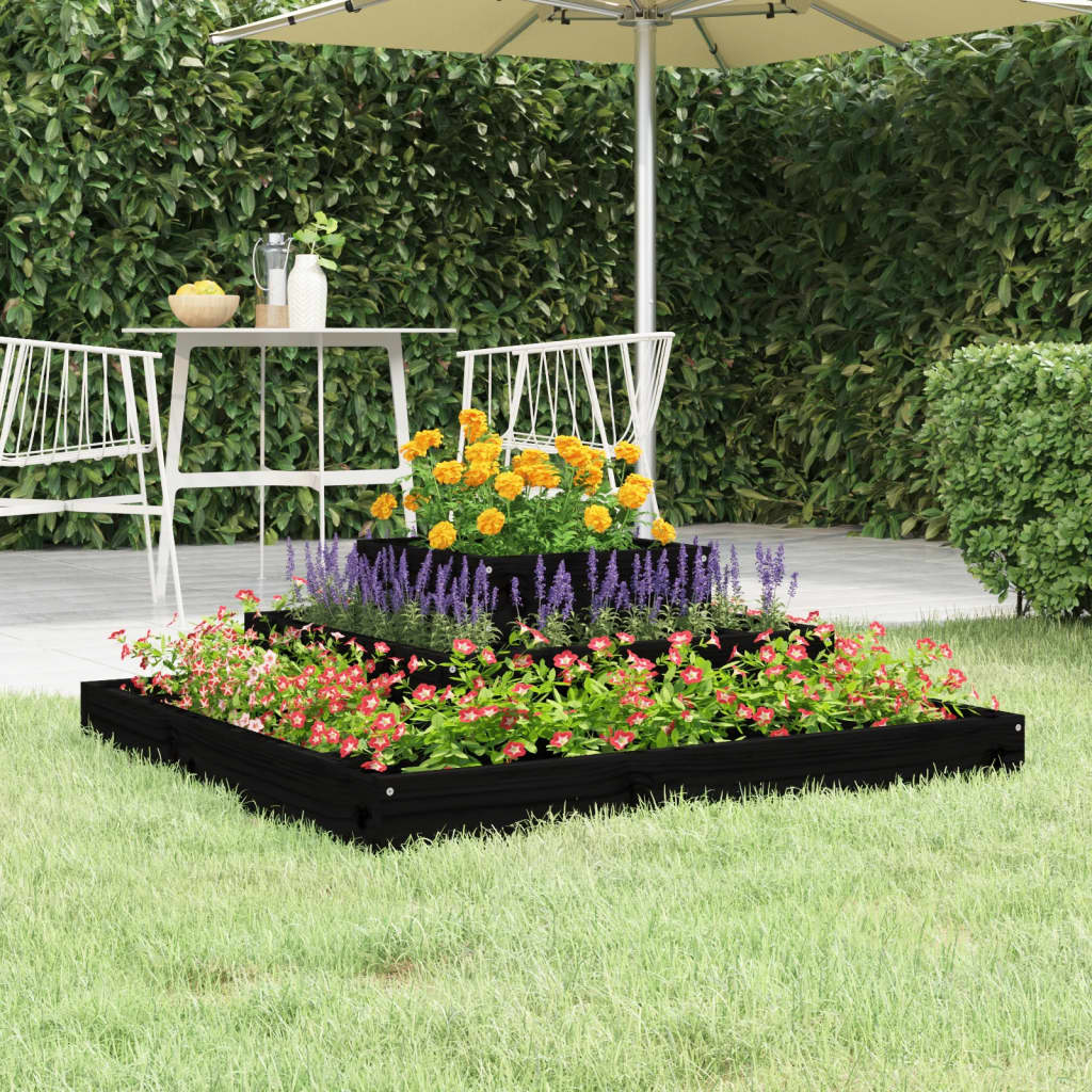 vidaXL Planter Black 80x80x27 cm Solid Wood Pine