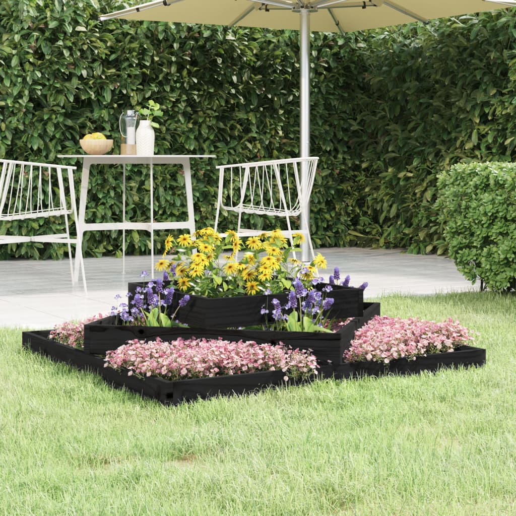 vidaXL Planter Black 112x112x27 cm Solid Wood Pine