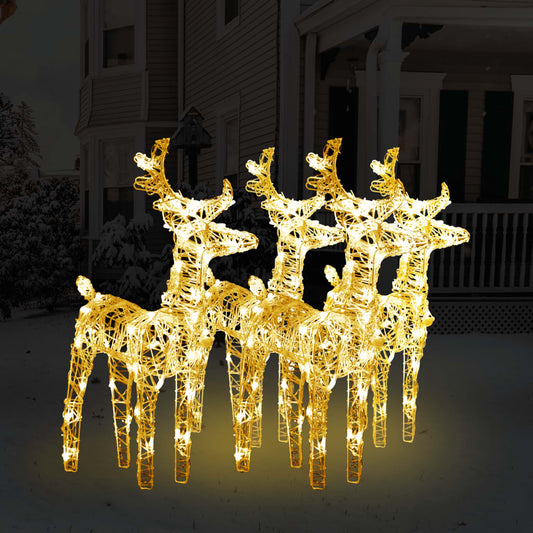 vidaXL Christmas Reindeers 4 pcs Warm White 160 LEDs Acrylic
