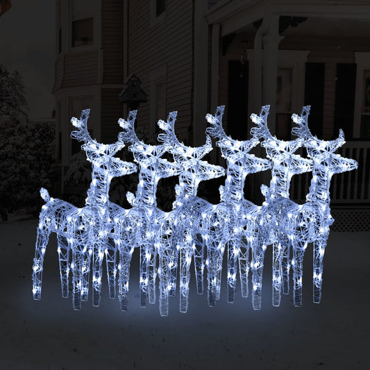 vidaXL Christmas Reindeers 6 pcs Cold White 240 LEDs Acrylic