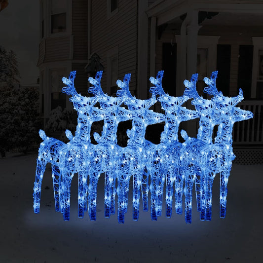 vidaXL Christmas Reindeers 6 pcs Blue 240 LEDs Acrylic
