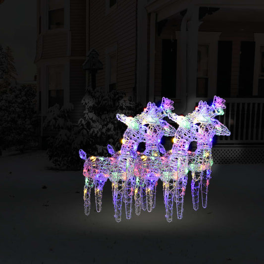 vidaXL Christmas Reindeers 4 pcs Multicolour 160 LEDs Acrylic