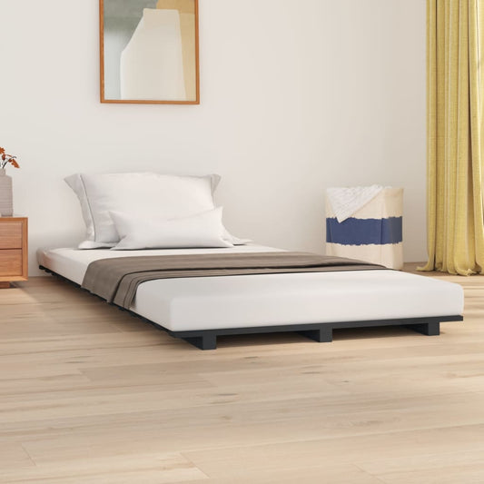 vidaXL Bed Frame Grey 100x200 cm Solid Wood Pine