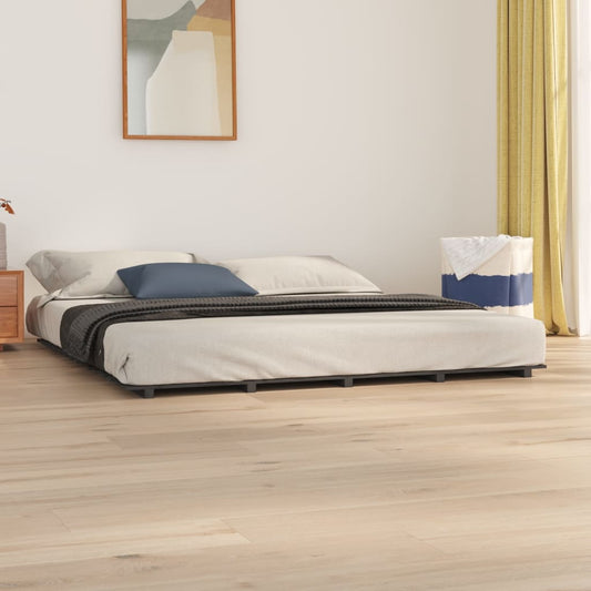 vidaXL Bed Frame Grey 180x200 cm 6FT Super King Solid Wood Pine