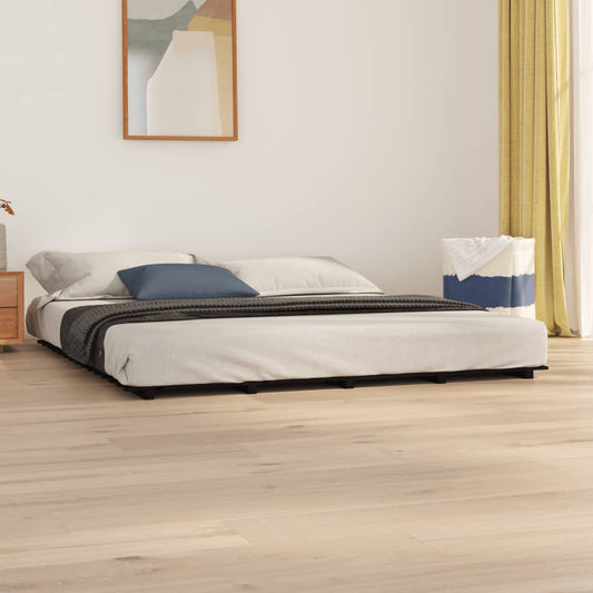 vidaXL Bed Frame Black 180x200 cm 6FT Super King Solid Wood Pine