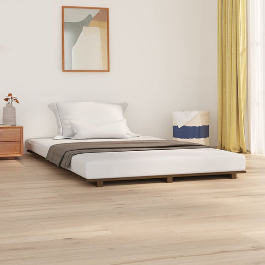 vidaXL Bed Frame Honey Brown 120x190 cm 4FT Small Double Solid Wood Pine