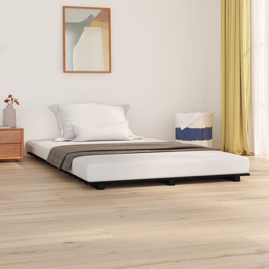 vidaXL Bed Frame Black 140x190 cm Solid Wood Pine