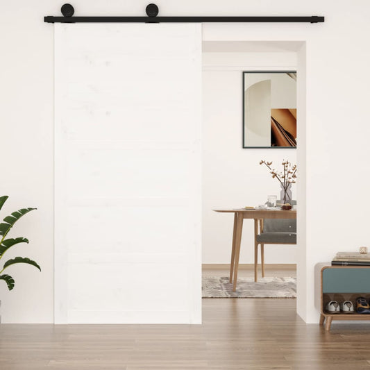 vidaXL Barn Door White 100x1.8x204.5 cm Solid Wood Pine