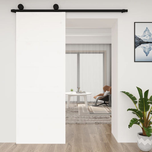 vidaXL Barn Door White 80x1.8x214 cm Solid Wood Pine