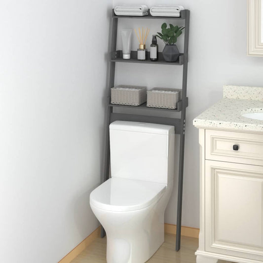 vidaXL Toilet Rack Grey 63.5x32x179 cm Solid Wood Pine