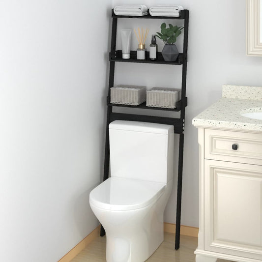 vidaXL Toilet Rack Black 63.5x32x179 cm Solid Wood Pine