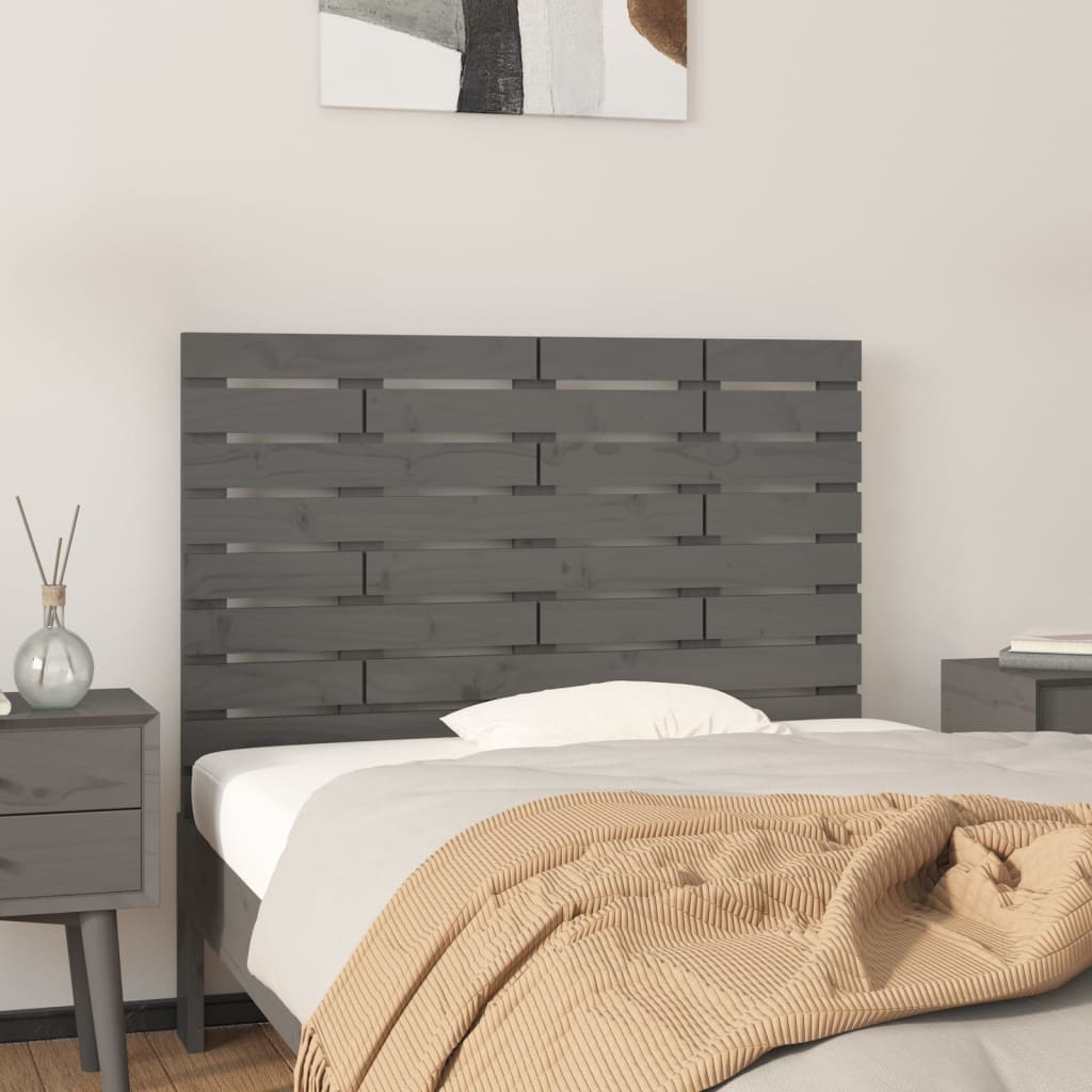 vidaXL Wall Headboard Grey 96x3x63 cm Solid Wood Pine