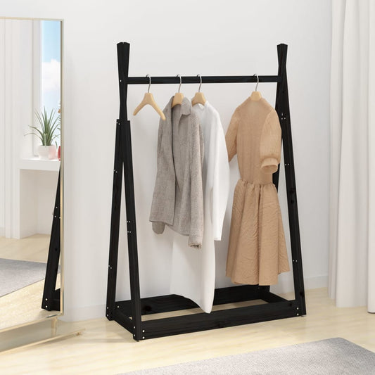 vidaXL Clothes Rack Black 100x45x150 cm Solid Wood Pine