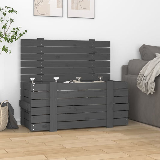 vidaXL Storage Box Grey 91x40.5x42 cm Solid Wood Pine
