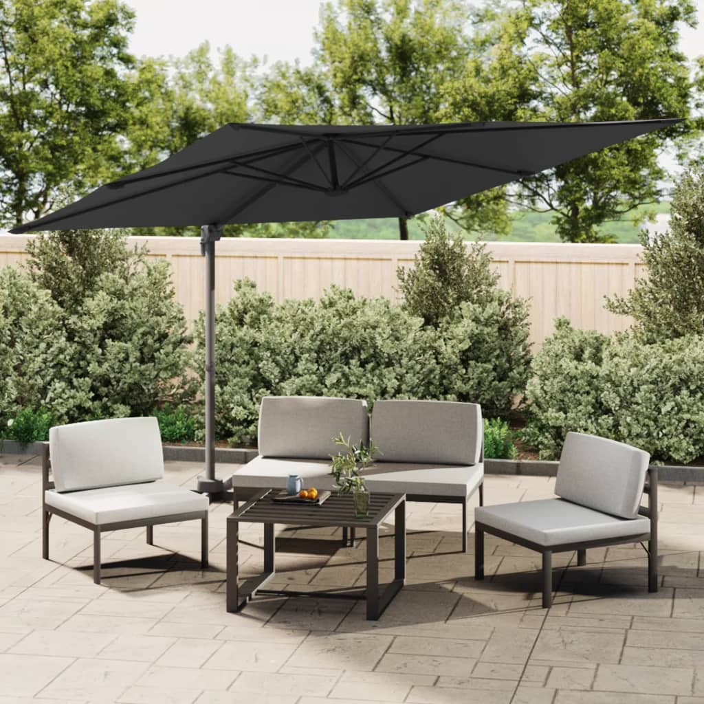 vidaXL LED Cantilever Umbrella Black 400x300 cm