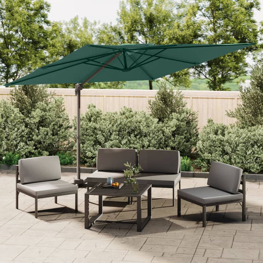 vidaXL Double Top Cantilever Umbrella Green 400x300 cm