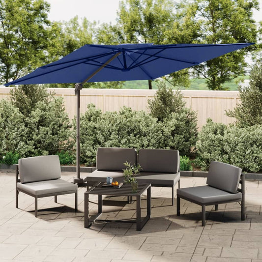 vidaXL Double Top Cantilever Umbrella Azure Blue 400x300 cm