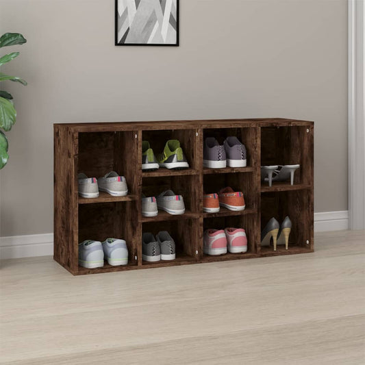 vidaXL Shoe Bench Smoked Oak 103x30x54.5 cm Engineered Wood