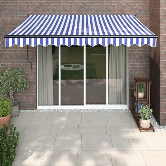 vidaXL Retractable Awning Blue and White 3.5x2.5 m Fabric and Aluminium