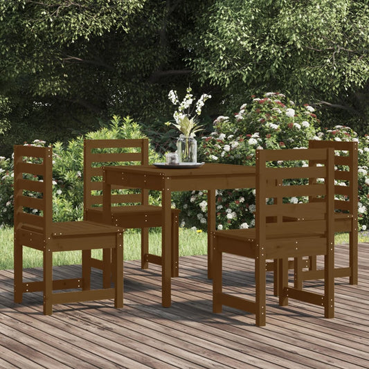 vidaXL 5 Piece Garden Dining Set Honey Brown Solid Wood Pine