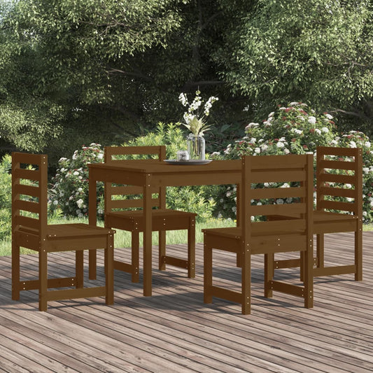 vidaXL 5 Piece Garden Dining Set Honey Brown Solid Wood Pine