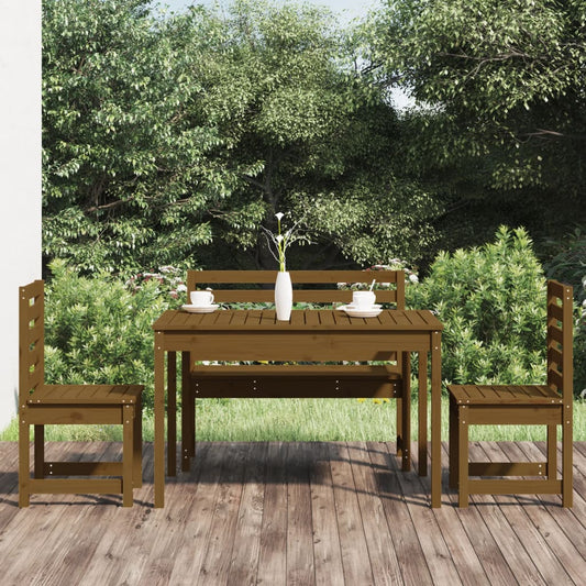 vidaXL 4 Piece Garden Dining Set Honey Brown Solid Wood Pine