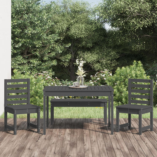 vidaXL 4 Piece Garden Dining Set Grey Solid Wood Pine