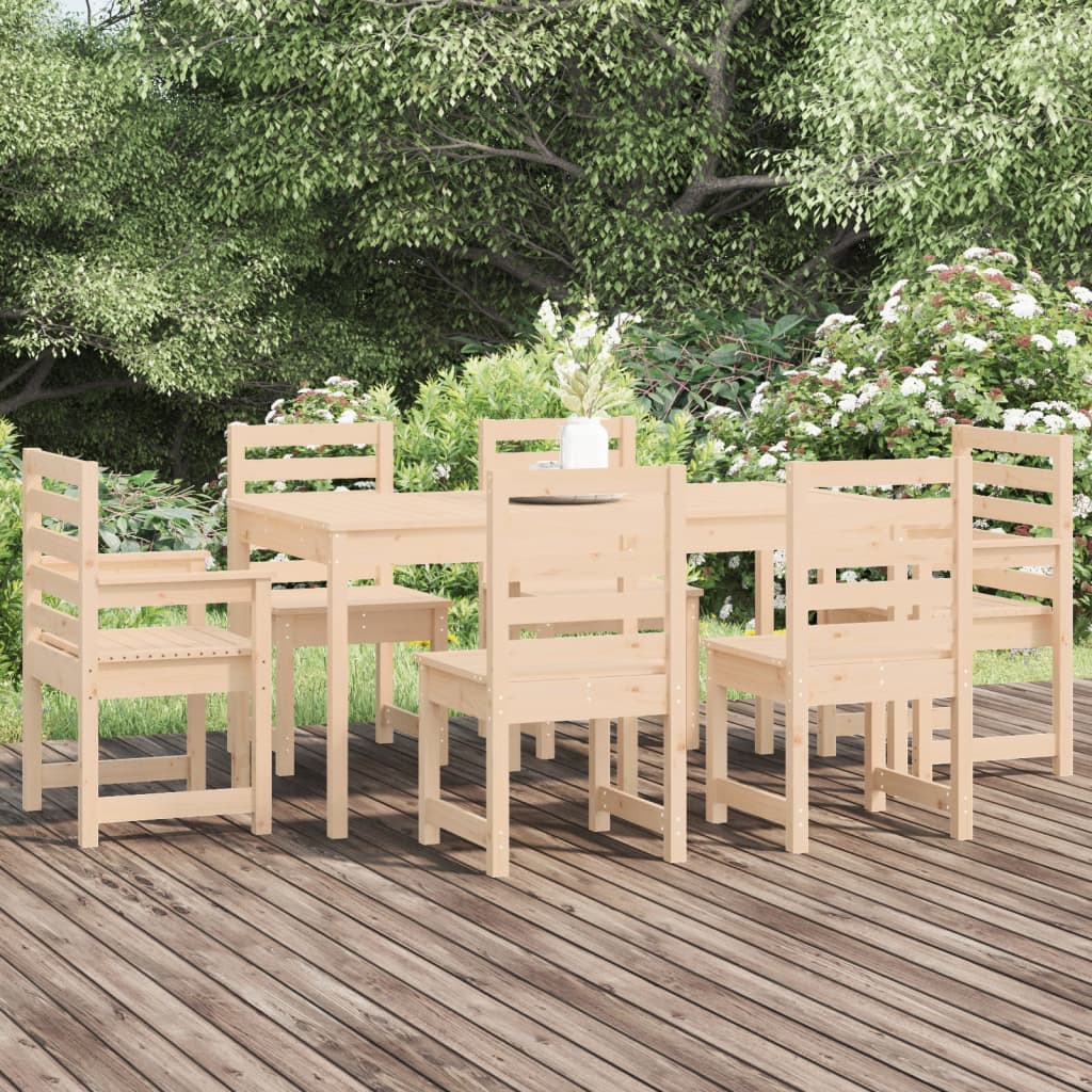 vidaXL 7 Piece Garden Dining Set Solid Wood Pine