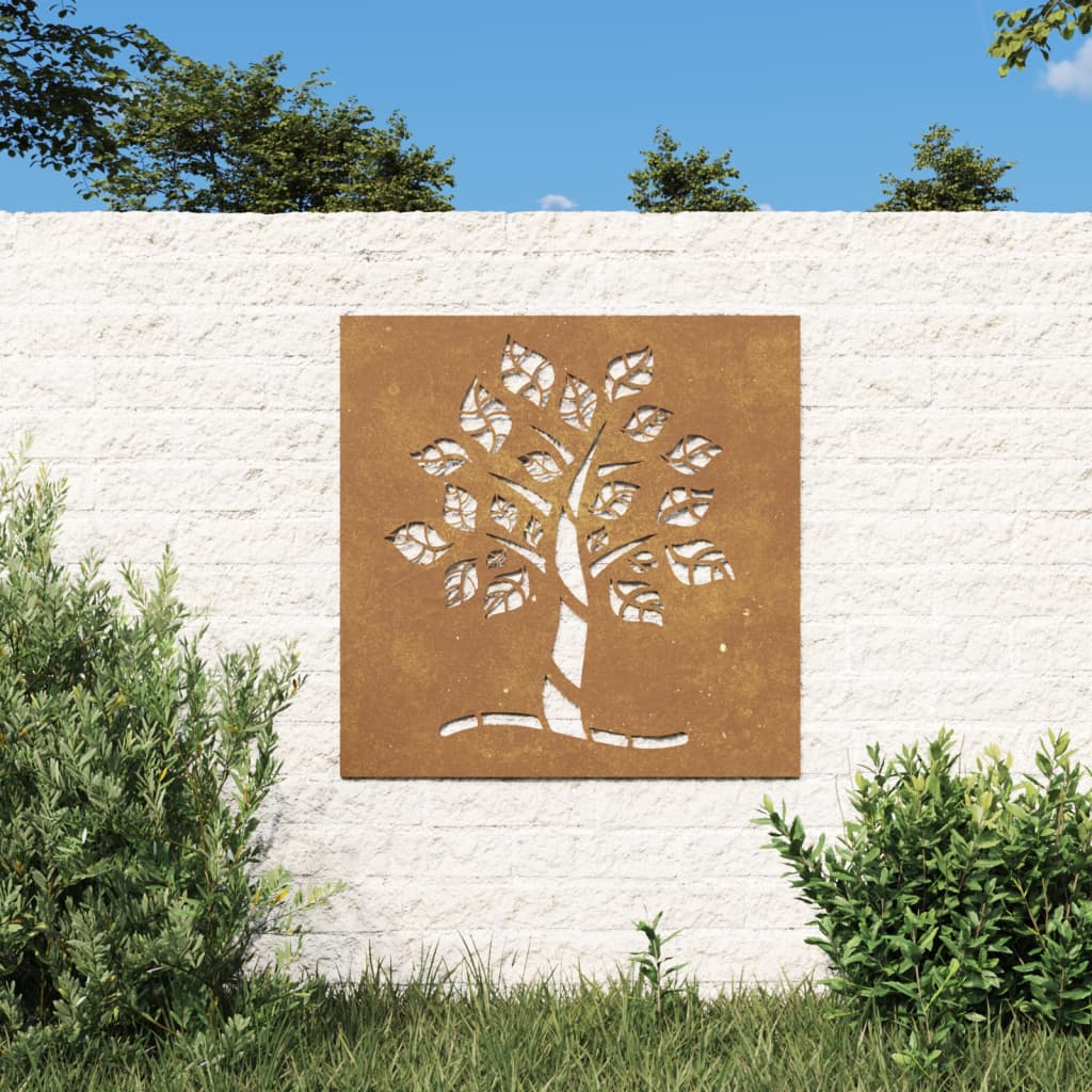 vidaXL Garden Wall Decoration 55x55 cm Corten Steel Tree Design