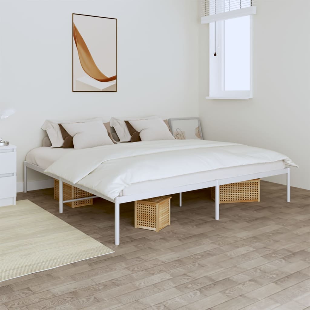 vidaXL Metal Bed Frame White 200x200 cm