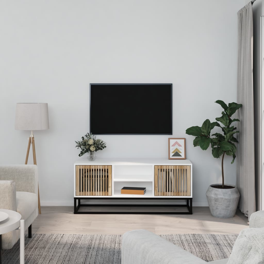 vidaXL TV Cabinet White 105x30x45 cm Engineered Wood and Iron