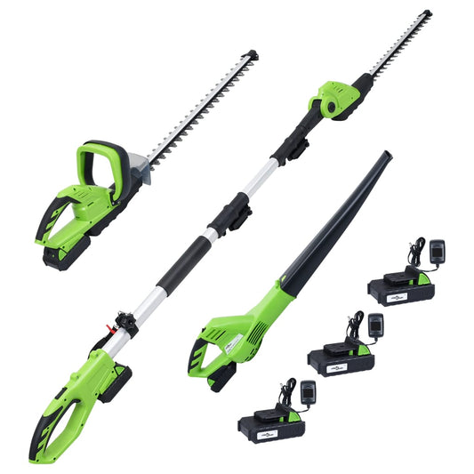 vidaXL 3 Piece Cordless Garden Power Tool Set with Chargers&Batteries