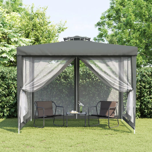 vidaXL Gazebo with Double Roof Anthracite 3x3x2.68 m Fabric