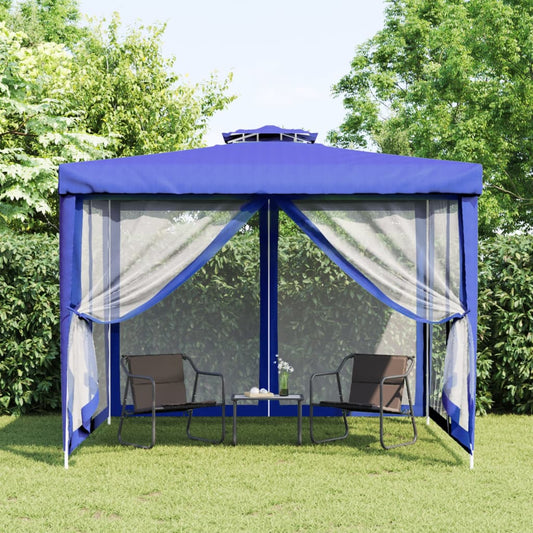 vidaXL Gazebo with Double Roof Blue 3x3x2.68 m Fabric