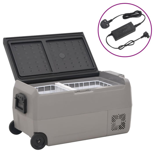 vidaXL Cool Box with Wheel and Adapter Black & Grey 60 L PP & PE