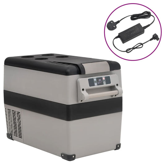 vidaXL Cool Box with Handle and Adapter Black and Grey 35 L PP & PE