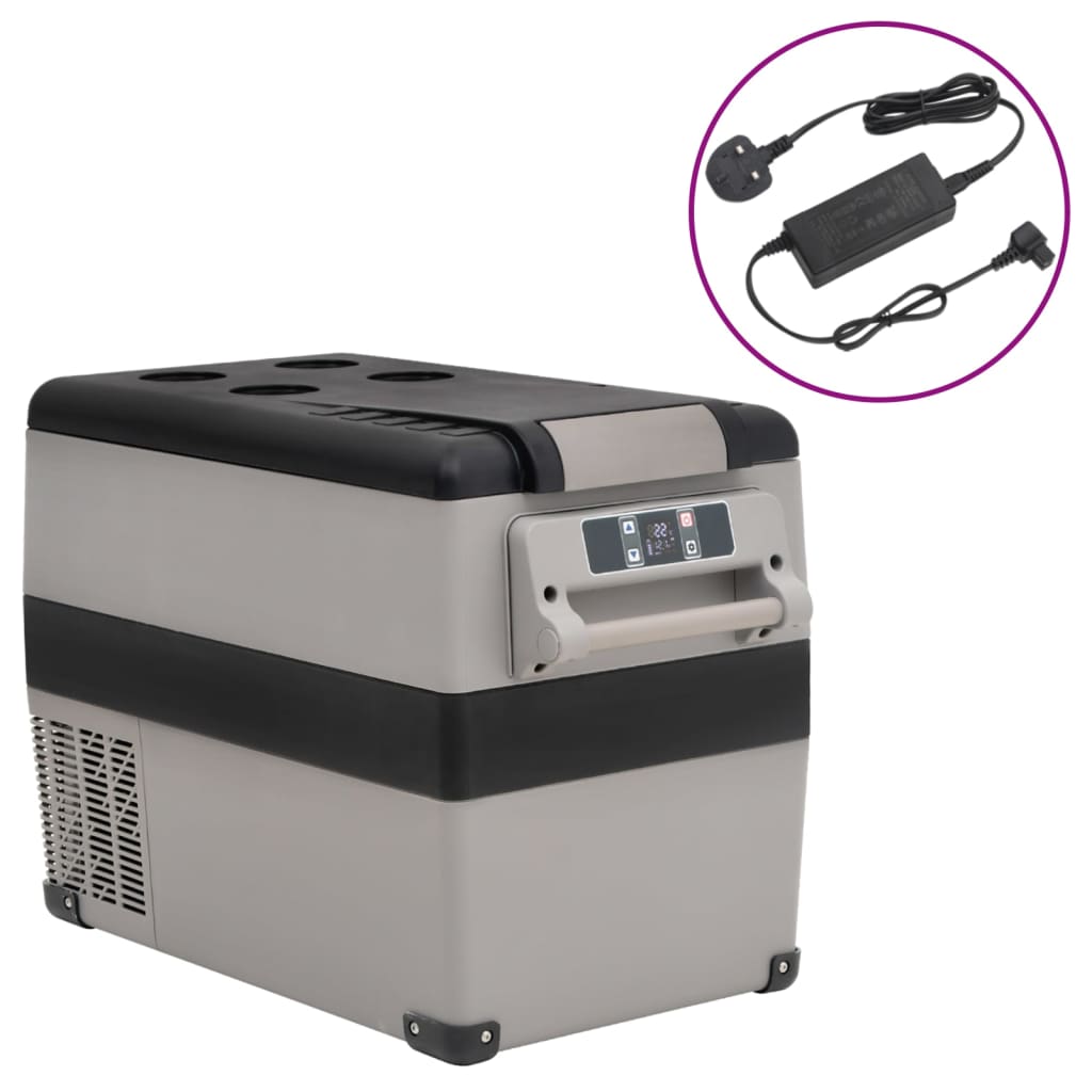 vidaXL Cool Box with Handle and Adapter Black and Grey 45 L PP & PE