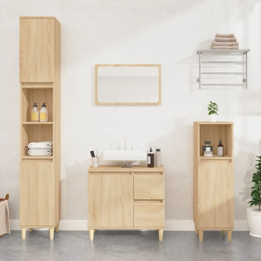 vidaXL Bathroom Cabinet Sonoma Oak 65x33x60 cm Engineered Wood