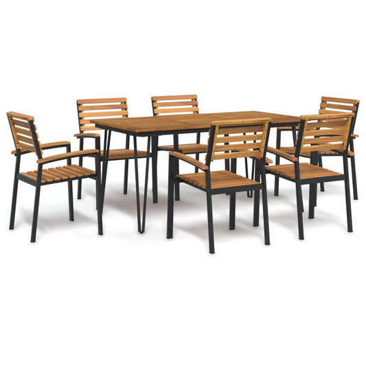 vidaXL 7 Piece Garden Dining Set Solid Wood Acacia and Metal