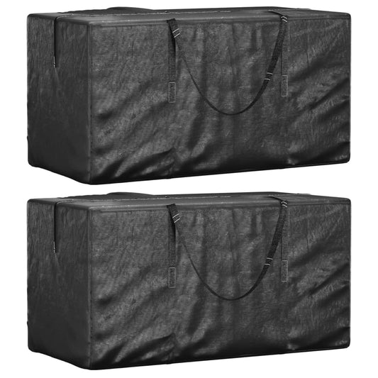 vidaXL Garden Cushion Storage Bags 2 pcs Black 150x75x75 cm Polyethylene